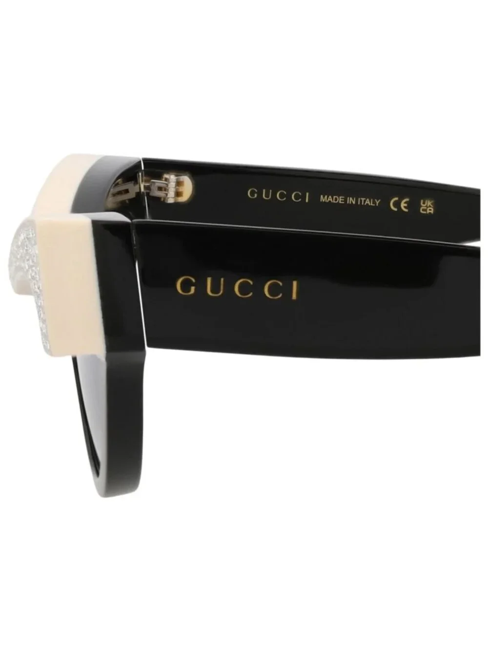New Gucci Women's Sunglasses Cat Eye Acetate Frame Black Black Violet
